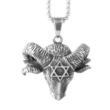 eBay Amazon Hot Sale Men&#39;s Titanium Steel Bijoux en acier inoxydable Bijoux Silver Retro Devil Sheep Head Pendant Collier